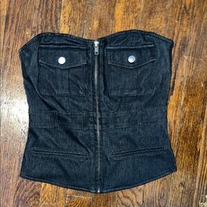 Forever 21 Black Denim Strapless Tank Top